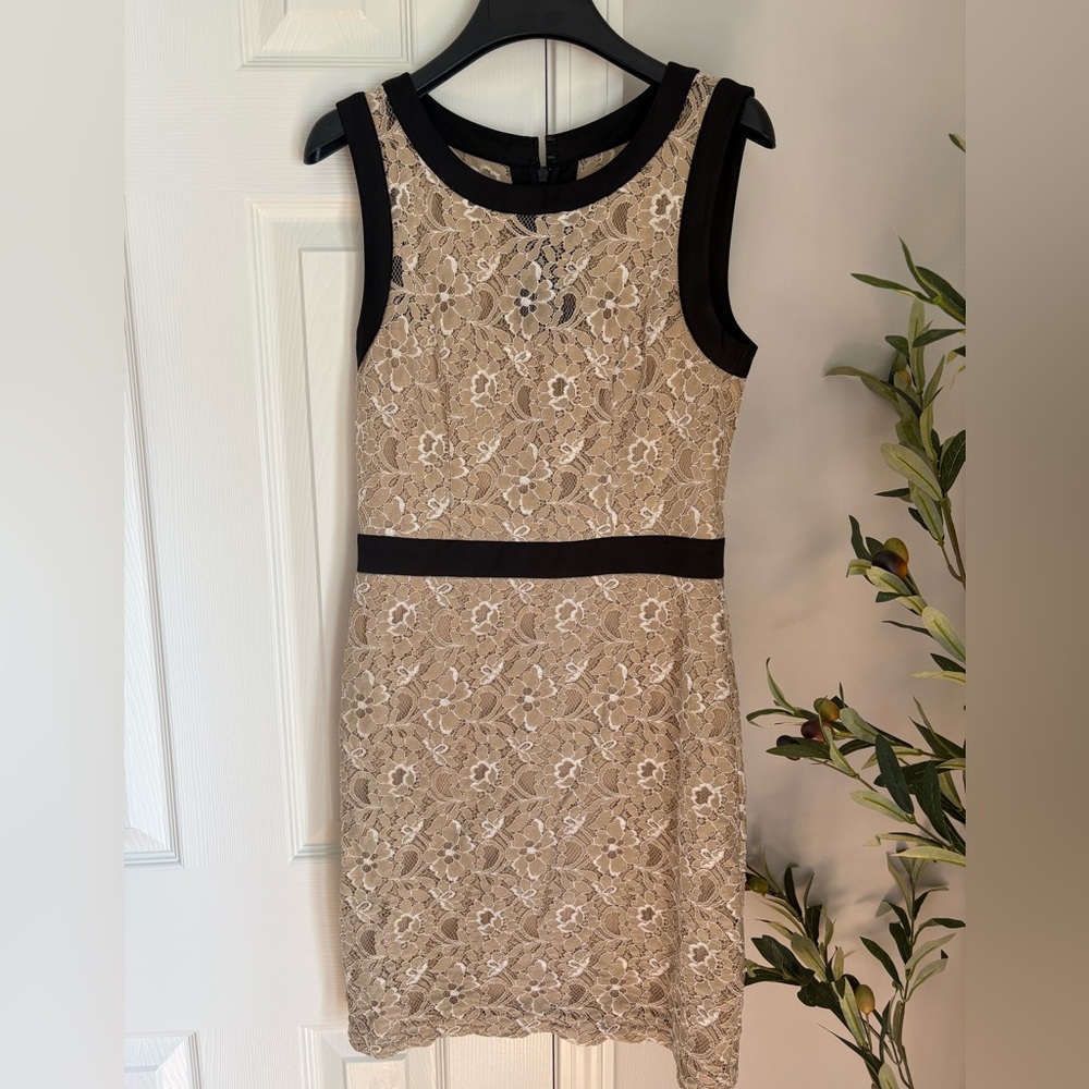BCBG Paris Elegant Lace Sleeveless Dress s